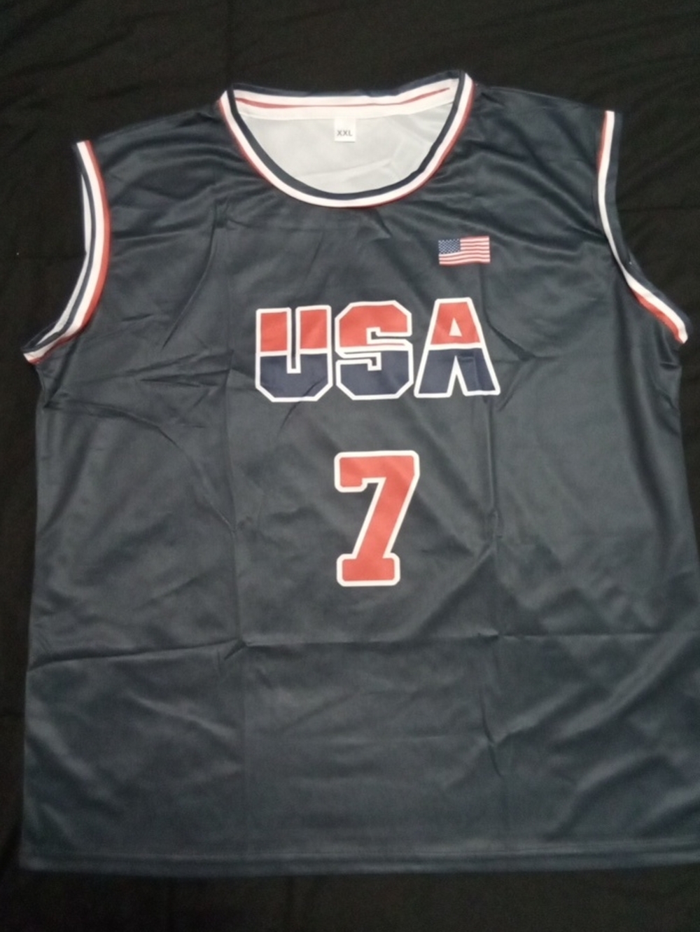 USA Larry Legend Number 7 Men's Navy Sleeveless Jersey